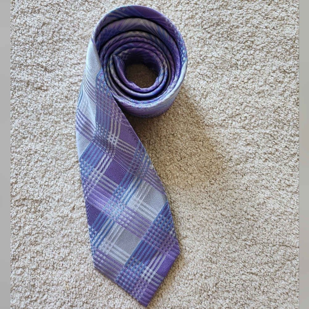 Balmain Purple Gray Blue 100% silk Men's Necktie